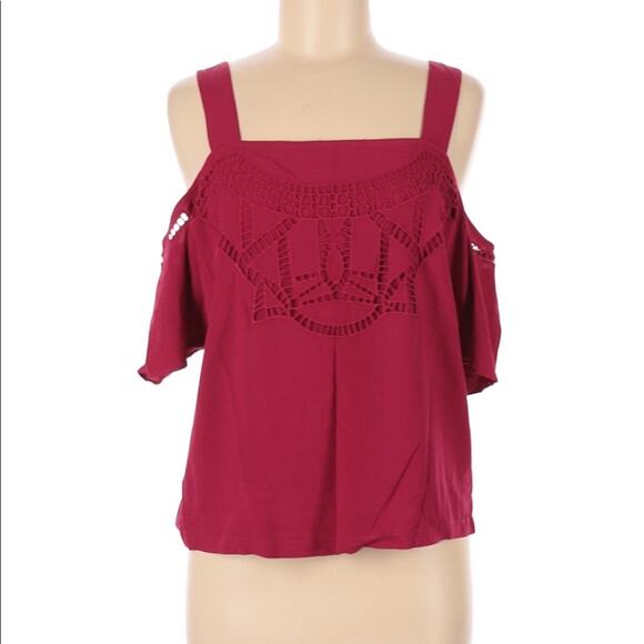 Banana Republic berry pink cold shoulder top M - Picture 1 of 4